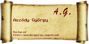 Aszódy György névjegykártya