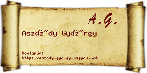 Aszódy György névjegykártya